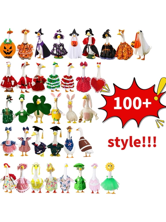 Goose Outfits, All Seasons Holiday Halloween, Thanksgiving, Christmas, St. Patrick's Day, Easter, 4th of July Goose Outfits for Patio Yard Garden Decor, Porch Goose Decorations