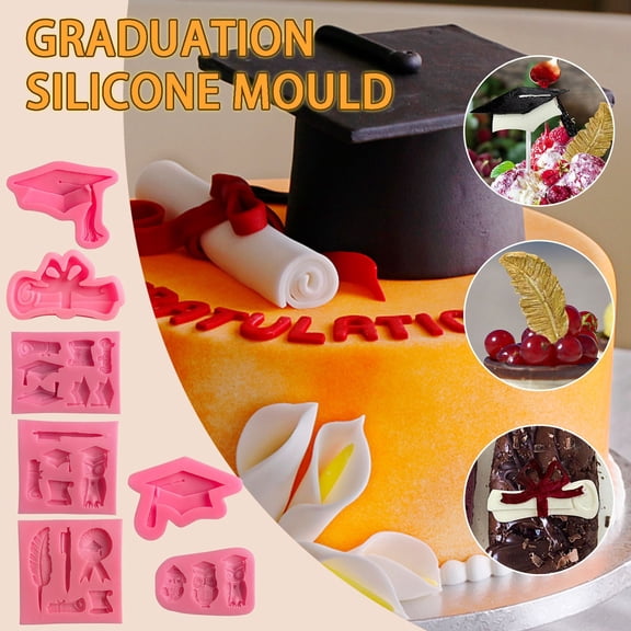 TanSiDing Graduation Cap Silicone Mold, Graduation Party Chocolate Mold, Academic Hat Cake Decorating Mold, Diploma & Cap Cake Topper Mold, Baking Mold for Graduation Celebration Party Favors