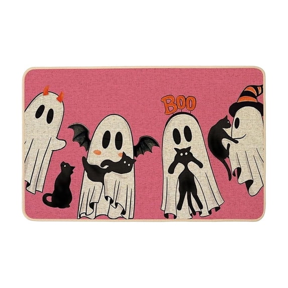 TanSiDing Halloween Mat, Soft Polyester Fleece Bathroom Floor Mat, Non-Slip Ghost Pattern Carpet, Decorative Entryway Rug for Spooky Home Decor 60*40cm
