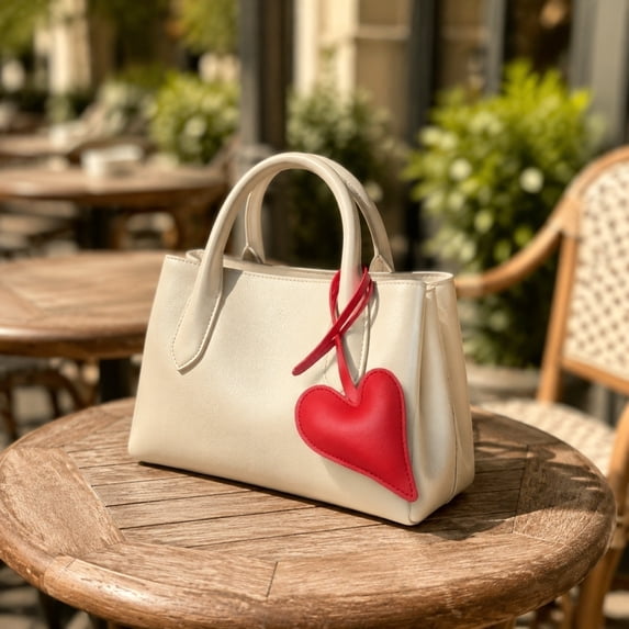 TanSiDing Heart Shaped Bag Charm Keychain, Faux Leather Pendant Purse Ornament for Women, Cute 3D Heart Accessory for Handbag Backpack Car