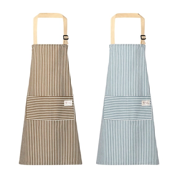 TanSiDing Kitchen Apron for Women Men, Cotton Linen Blend Adjustable Bib Apron with Pockets, Water Resistant Cooking Baking BBQ Grilling Work Smock, Chef Hostess Waiter Home Restaurant