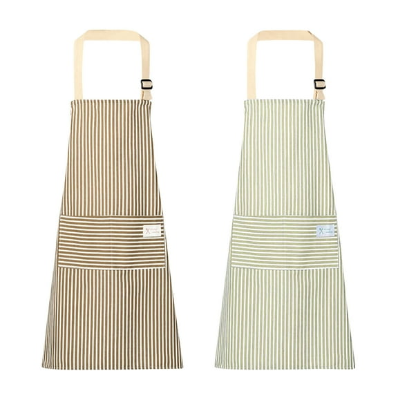 TanSiDing Kitchen Apron for Women Men, Cotton Linen Blend Adjustable Bib Apron with Pockets, Water Resistant Cooking Baking BBQ Grilling Work Smock, Chef Hostess Waiter Home Restaurant