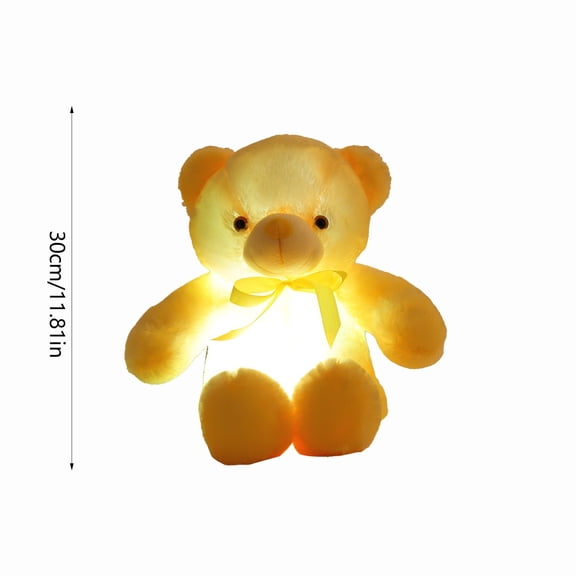 TanSiDing LED Light Up Stuffed Bear Plush Toy with Multicolored Lights, Soft Cuddly Animal Night Light for Home Decor, Valentine's Day Gift