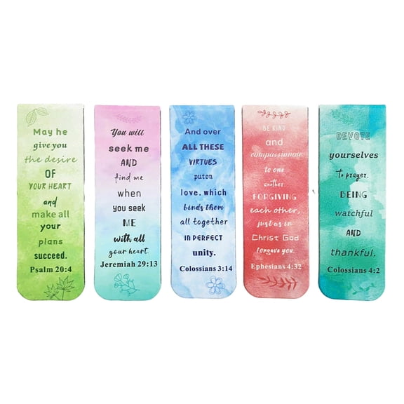 TanSiDing Magnetic Bookmarks for Bible Reading, 5 Sheet Set of Inspirational Page Markers, Religious Gifts for Women Men, Faith-Based Journal Accessories, Church Supplies, Scripture Note Tabs