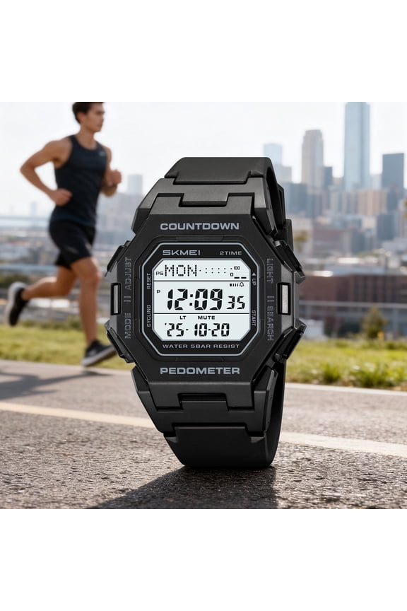 Men's Digital Sports Watch Waterproof with Luminous Display for Hiking Running Swimming Camping Outdoor Adventure Alarm Stopwatch