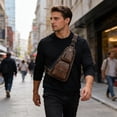 thumbnail image 1 of TanSiDing Men's Faux Leather Sling Bag, Crossbody Chest Bag for Men, Water-Resistant Shoulder Bag with Adjustable Strap, Multi-Pocket Organizer for Travel, Work, Hiking, and Daily Essentials, 1 of 6