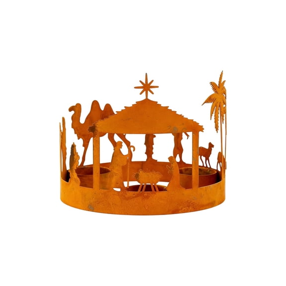 TanSiDing Nativity Scene Silhouette Candle Holder, Religious Christmas Decor, Metal Iron Candleholder for Home Decor, Holiday Table Centerpiece, Festive Candle Lantern, Rustic Farmhouse Decor