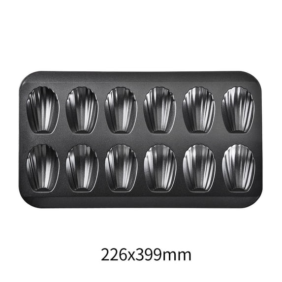 TanSiDing Nonstick 12-Cavity Madeleine Pan Set, Carbon Steel Shell Baking Pan for French Cookies Brownies, Even Heat Distribution, Easy Release, Dishwasher Safe, for Pastries Mini Cake