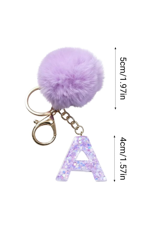 Personalized Letter Keychain, Velvet Pendant Charm for Backpack Purse, Initial Monogram Gift, Soft Plush Ball Pendant, Custom A to Z Alphabet Charms