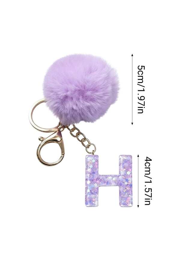 Personalized Letter Keychain, Velvet Pendant Charm for Backpack Purse, Initial Monogram Gift, Soft Plush Ball Pendant, Custom A to Z Alphabet Charms