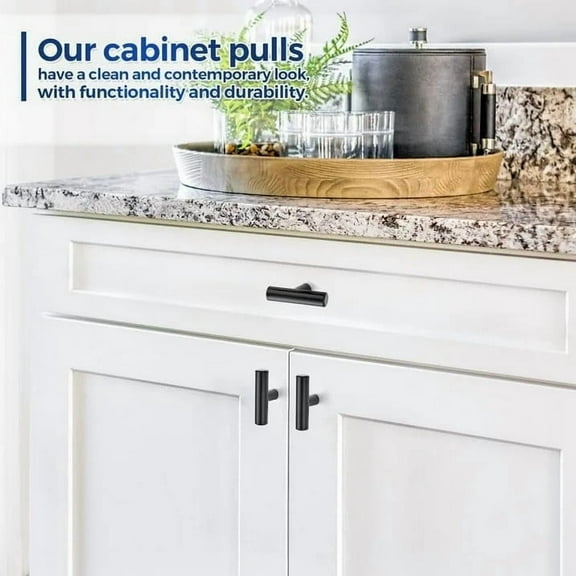 TanSiDing Stainless Steel Cabinet Knobs, Matte Black Round Drawer Pulls, Kitchen Cabinet Handles, Easy Install Hardware for Home Cabinets and Furniture