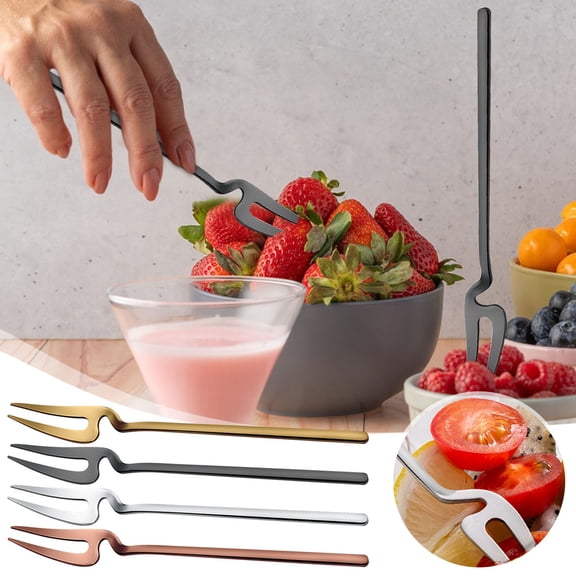TanSiDing Stainless Steel Fruit Forks with Hanging Hook Creative Stirring Forks Modern Creative Appetizer Forks Mirror Polished Cocktail Forks for Home Kitchen Party Dessert