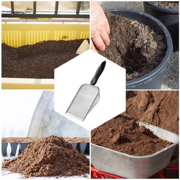 TanSiDing Stainless Steel Garden Sieve Soil Sifter, Portable Compost Screen Mesh with Ergonomic Handle for Sand Screening, Planting & Composting