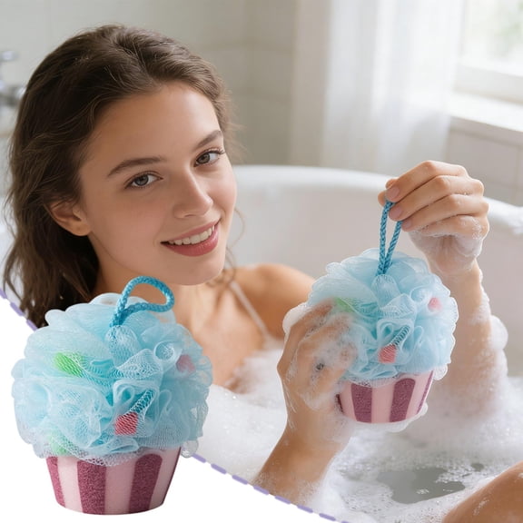 TanSiDing Summer Bath Sponge Ball Exfoliating Body Scrubber Shower Loofah with Lanyard for Gentle Cleansing and Massage Spa Pool Bathing