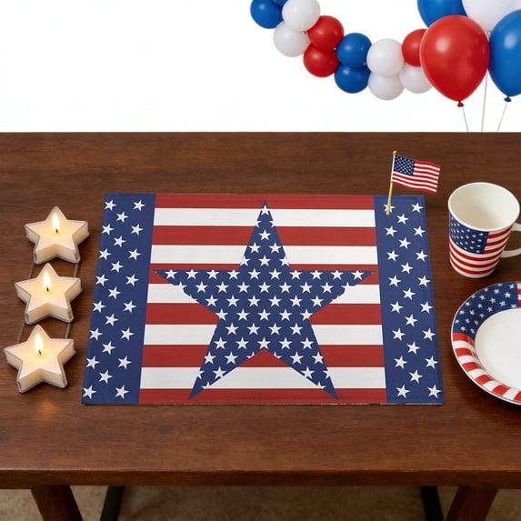 TanSiDing USA Patriotic Placemat, Linen American Flag Table Mats, Waterproof Washable 4th of July Decorations for Memorial Day Veterans Day BBQ Party Picnic Dining Table Setting 45*30cm