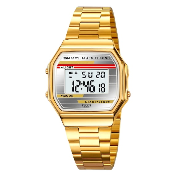 TanSiDing Water Resistant Digital Watch with LED Backlight, Multi-Function Sports Chronograph, Stainless Steel Bracelet for Men and Women, Daily Wear