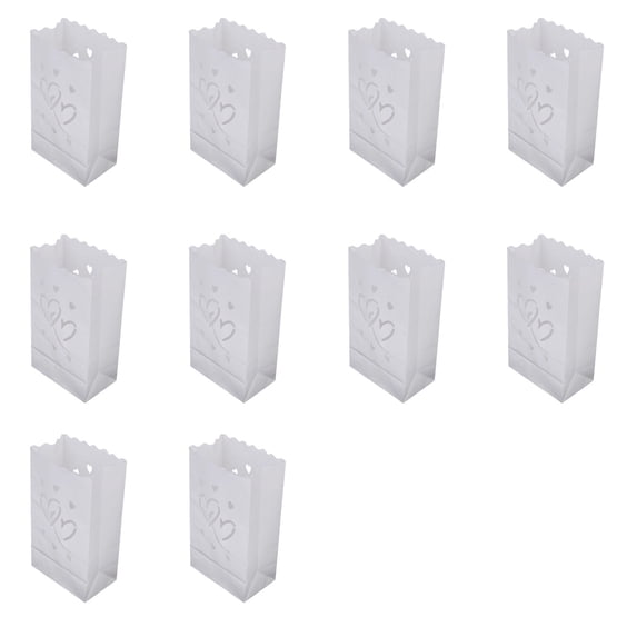 TanSiDing White Paper Luminary Bags - 10-Pack Candle Lantern Bags, Fire-Retardant, Star Luminaries for Christmas, Weddings, Birthday Party Valentine's Day Decoration