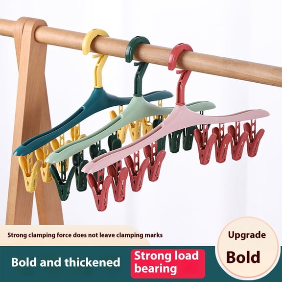 TanSiDing Windproof Underwear Socks Drying Rack with 8 Clips, 360 Swivel Hook, Multi-Function Laundry Hanger for Closet Storage, Travel, Bathroom, Balcony, Wardrobe Organizer
