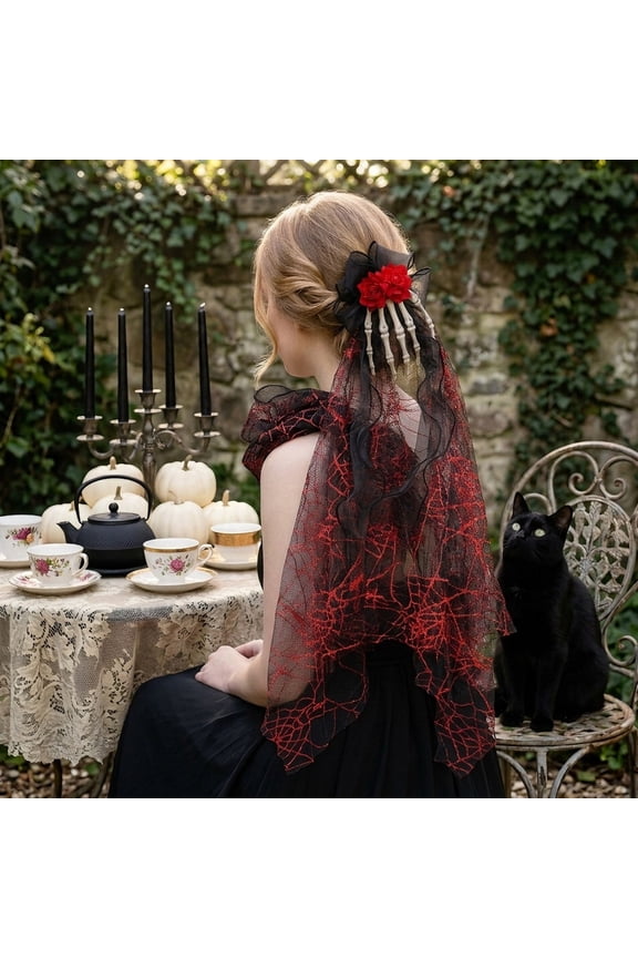 Women Gothic Hair Claw Clip Skeleton Hand Rose Hair Accessories for Halloween Spider Web Bow Hair Barrettes Edge Hair Clips Vintage Dark Punk Hair Jewelry