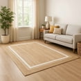 thumbnail image 1 of Tana Natural Braided Jute Rug with White Border – Handwoven 100% Natural Jute, Durable & Soft Carpet for Living Room, Bedroom, or Dining Area – 6' x 9', 1 of 2