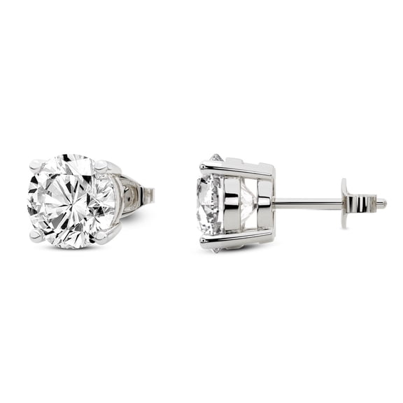 Tanache Round 1/2 Carat Lab Grown Diamond Earrings for Women | 14K White Gold EF-VS Clarity IGI Certified | 4 Prong Push Back Studs | Ultra Premium Collection or Bridal Jewelry Gift
