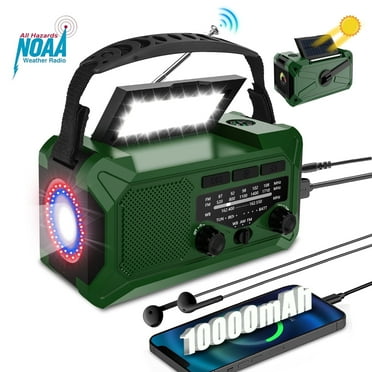 Tanbaby 10000mAh Hand Crank Radio,Emergency Radio,Solar Radio,NOAA/AM/FM Weather Radio,USB Type-C Charging Radios Portable with LED Reading Light,SOS,Compass for Camping Hiking Climbing