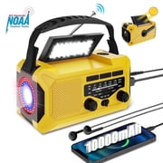 Fovendi 10000mAh Hand Crank Radio,Emergency Radio,Solar Radio,NOAA/AM/FM Weather Radio,USB Type-C Charging Radios Portable with LED Reading Light,SOS,Compass for Camping Hiking Travelling