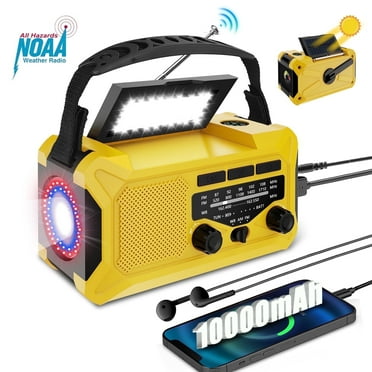 Tanbaby 10000mAh Hand Crank Radio,Emergency Radio,Solar Radio,NOAA/AM/FM Weather Radio,USB Type-C Charging Radios Portable with LED Reading Light,SOS,Compass for Camping Hiking Travelling
