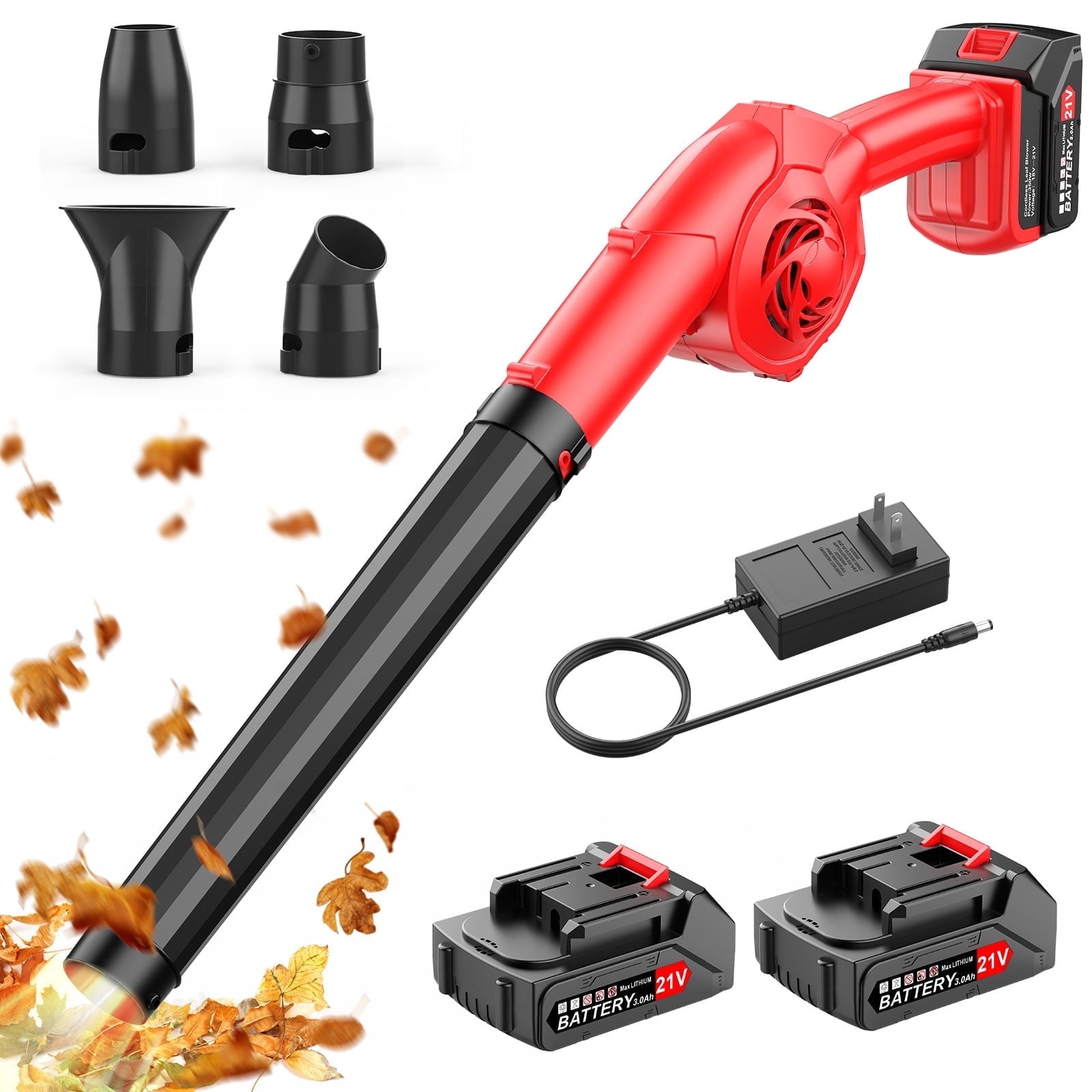 Tanbaby Cordless Leaf Blower for Lawn Care, Electric Leaf Blowers with 2 x 3.0Ah Battery, 3 Variable Speeds, Handheld Mini Leaf Blower for Patio, Yard, Dust & Snow Blowing