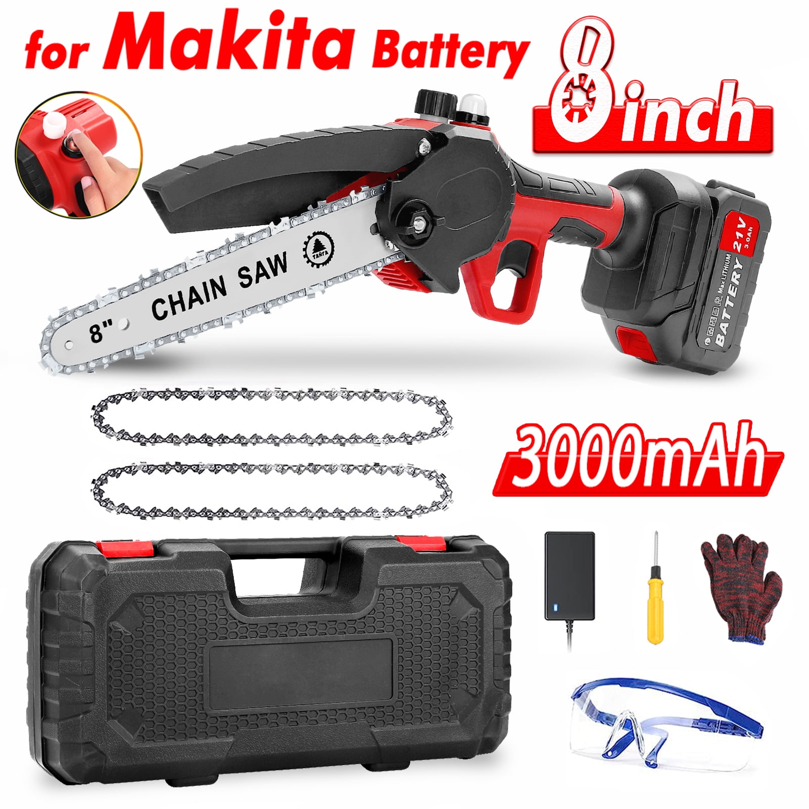 Mini Chainsaw 6-Inch with 2 Battery, Cordless power chain saws with  Security Lock, Handheld Small Chainsaw for Wood Cutting Tree Trimming –  Home Accessories
