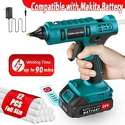 Tanbaby Cordless Hot Glue Gun with 2.0Ah Battery & Charger and 12 Pcs Full Size Glue Sticks, 100W Power Melt Glue Gun 15-25s Preheat for DIY, Festival Decor and Gifts (Compatible with Makita Battery )