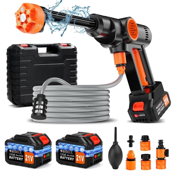 Tanbaby Cordless Pressure Washer, Portable Power Washer with 2×3000mAh Battery, 550W 2.4GPM, 6-in-1 Nozzle, Electric Power Cleaner with 17ft Hose for Car Patio Floor