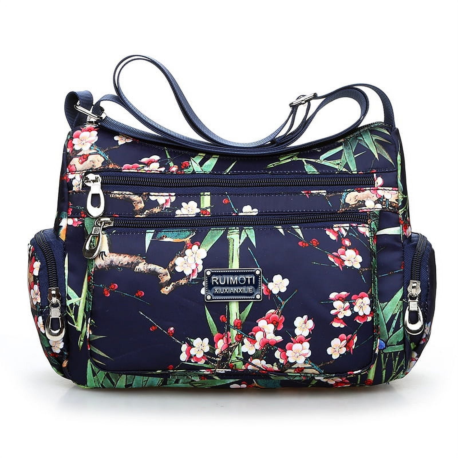 Tancuzo Crossbody Bags for Women Nylon Shoulder Bag Floral Multi-Pocket Purses and Handbags