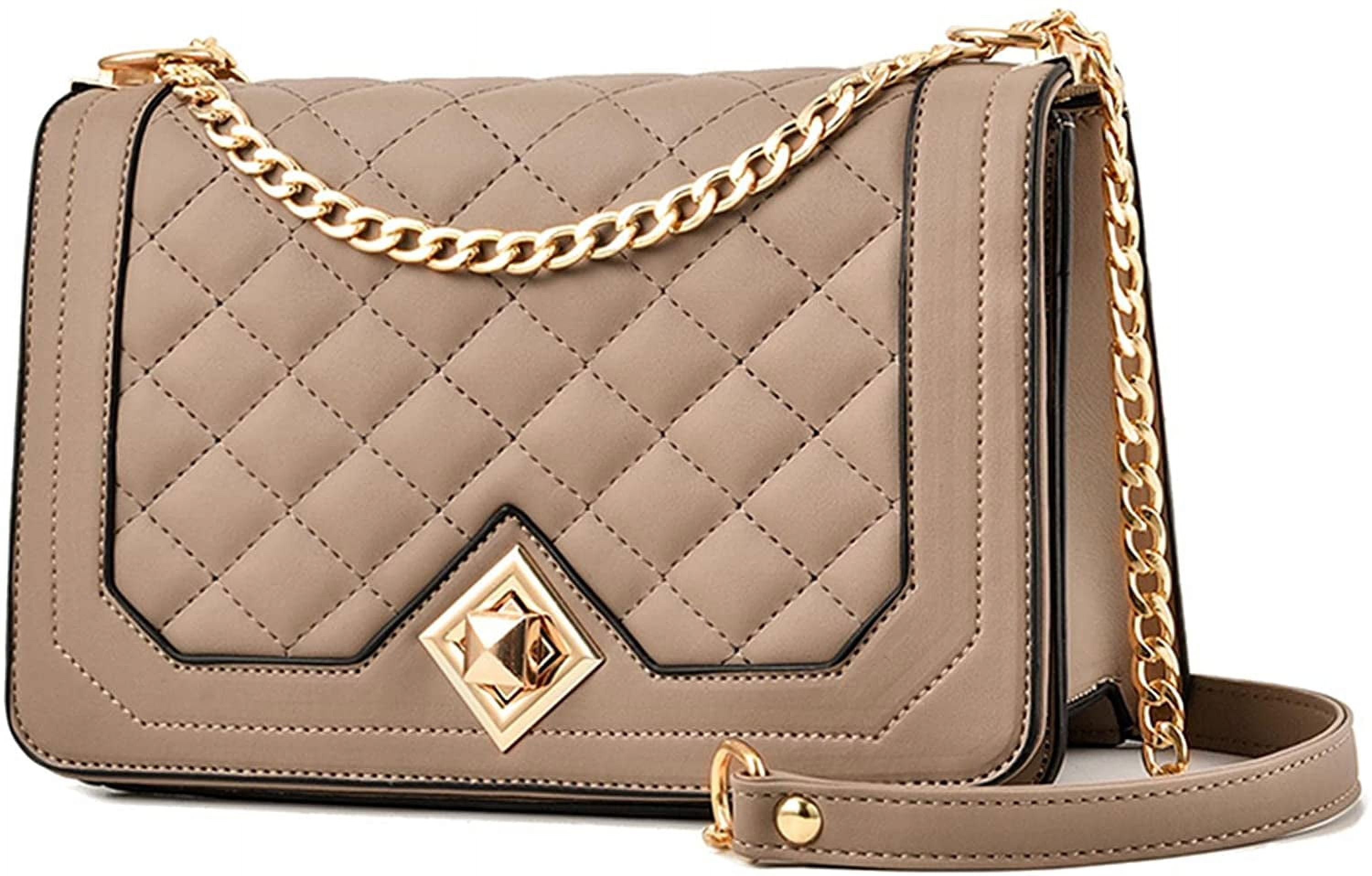 Tancuzo Crossbody Bags for Women Small Handbags PU Leather Shoulder Bag  Ladies Quilted Purse Evening Bag,Khaki