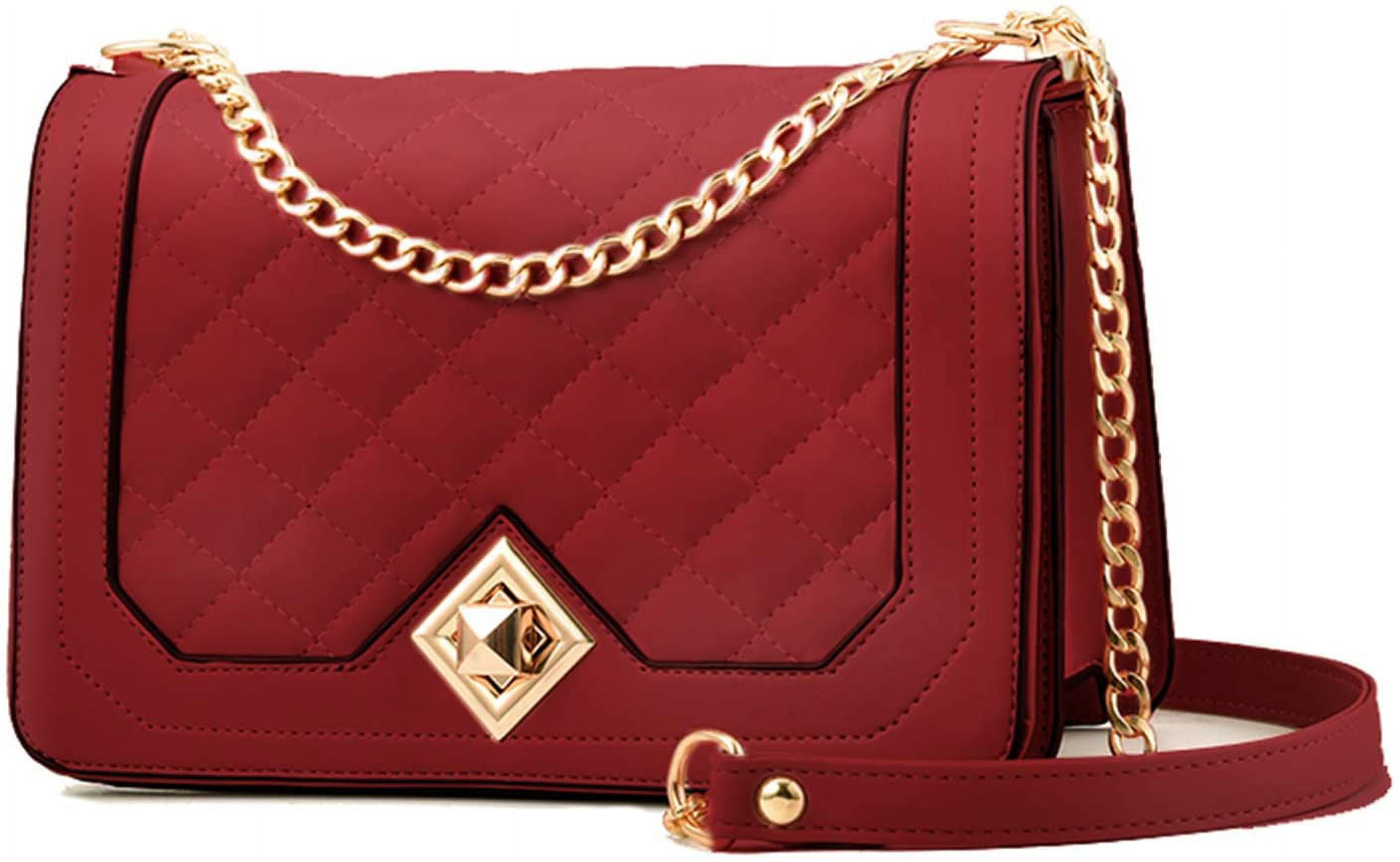 Chevron V Quilted Shoulder Bag With Little Pouch, Zipper Pu