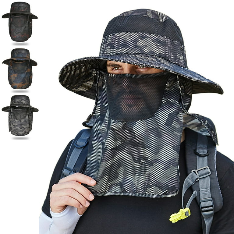 Tancuzo UPF 50+ Sun Protection Cap Wide Brim Fishing Safari Hat with  Face & Neck Flap 
