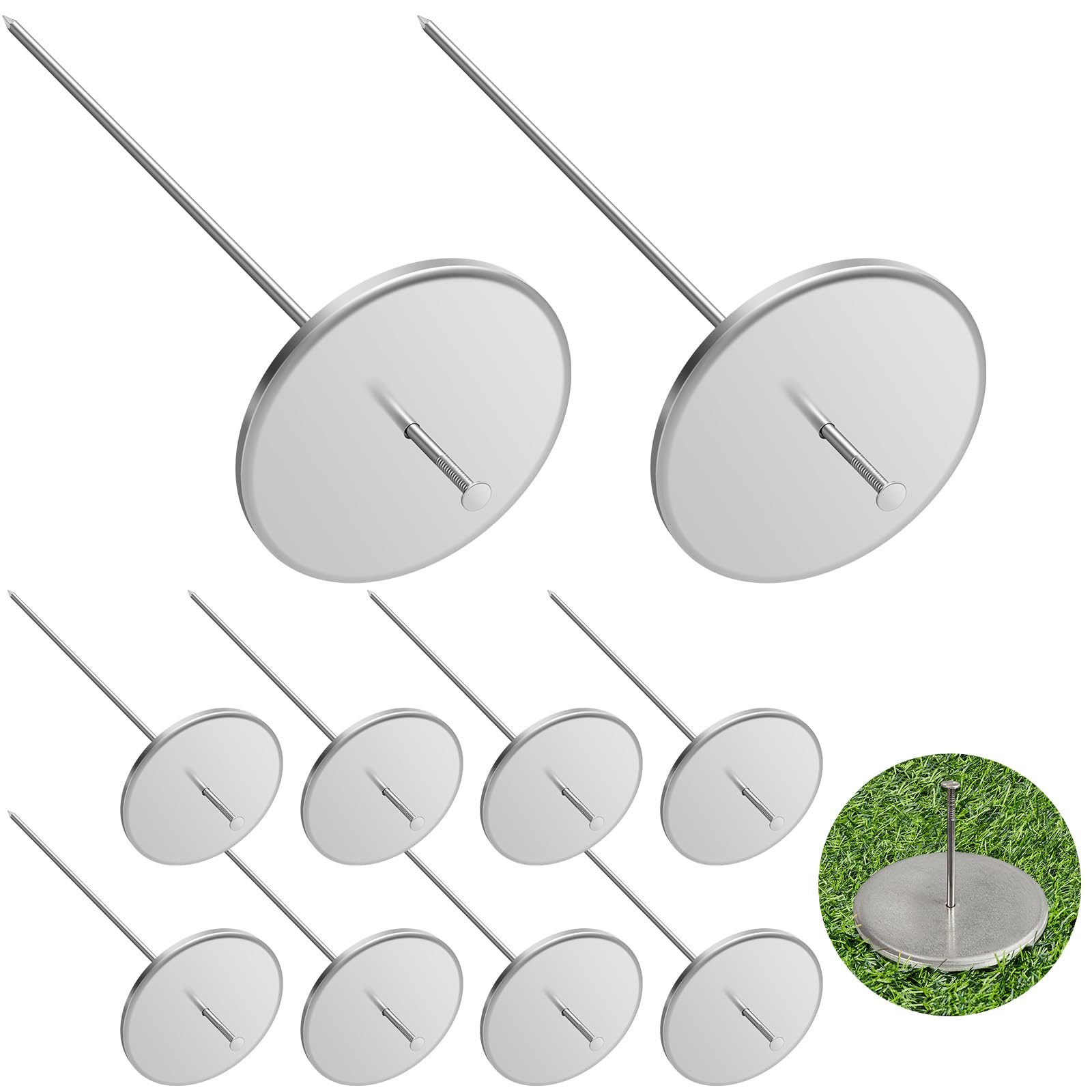 Tandefio 10 Pack Polished Stainless Steel Low Profile Property Markers