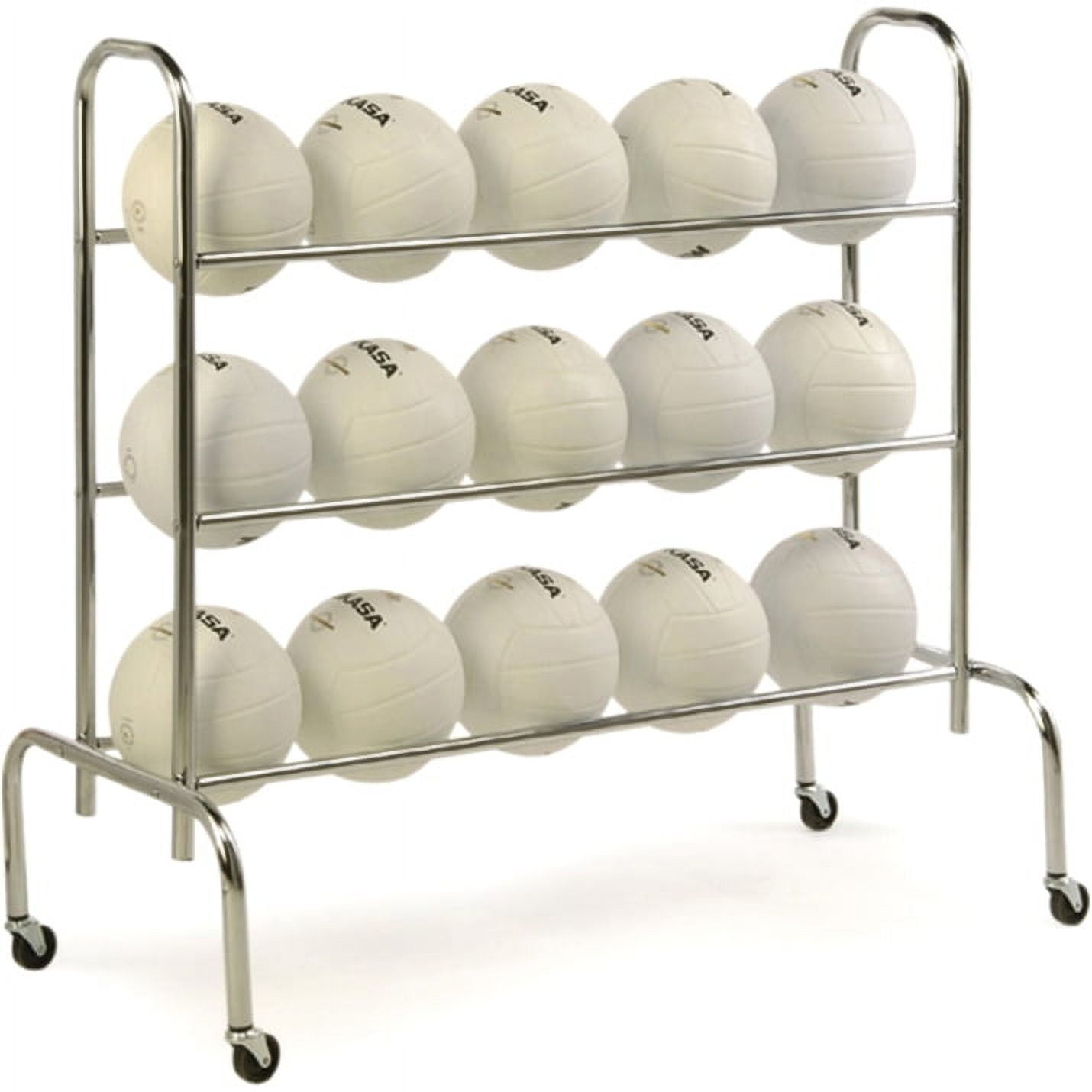 Chrome-Plated Steel 3-Tier Ball Rack with Casters
