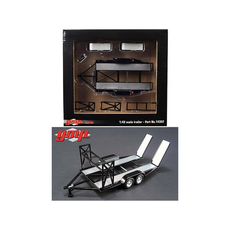 Tandem Car Trailer with Tire Rack Black For 1/43 Scale