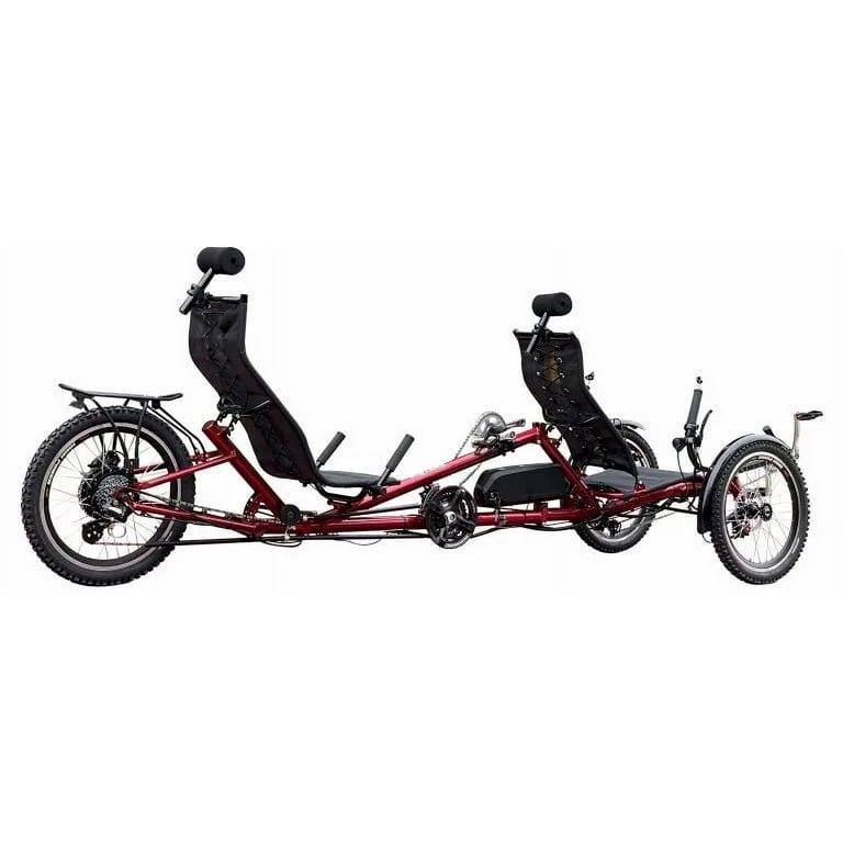 Tandem Electric Trike 2 Person Recumbent Tricycle with 3 Wheels for Adults
