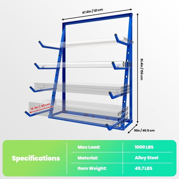 Tanfengu 1000 lbs Load Capacity Cantilever Shelving Unit, Waterproof & Rustproof timber Storage Rack, Adjustable Cantilever Rack for Industrial Use