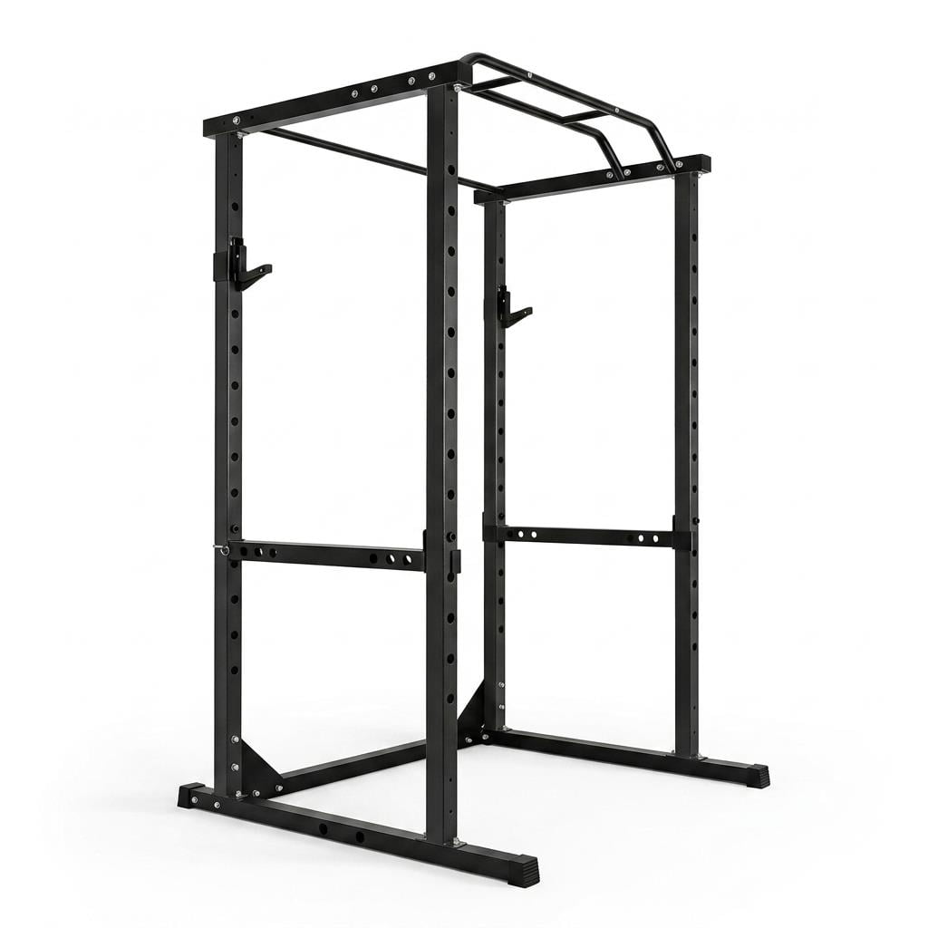 Tanfengu 1200 lbs Power Cage, Heavy-Duty Steel Squat Rack with Adjustable Safety Bars & Multi-Grip Pull-Up Bar for Home Gym Strength Training（Black)