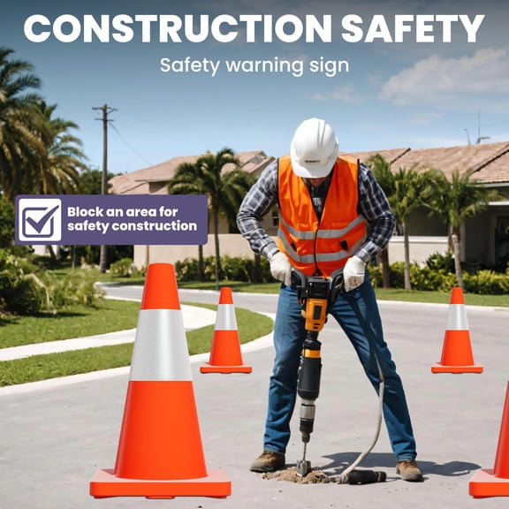 Tanfengu 20pcs 18in Traffic Cone, Road Marker Cone, Safety Warning Cone,PVC Reflective, Heavy Stable Base, Stackable for Road Warning, Garage Isolation,Orange