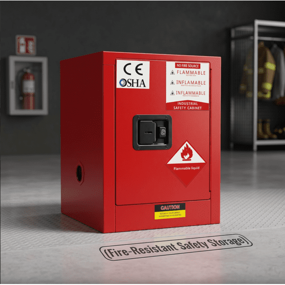 Tanfengu 3-Point Lock Flammable Storage Cabinet, Double Wall Steel Flammable Liquid Storage Cabinet, Dual Vent Ports Flammable Safety Cabinet for Chemical Factory Red