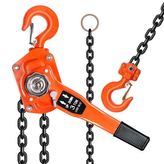 Tanfengu 3 Ton 6M Lever Hoist, 6600 lbs Heavy-Duty G80 Chain Hand Chain Hoist with 360 Rotation for Construction, Workshop & Garage Lifting