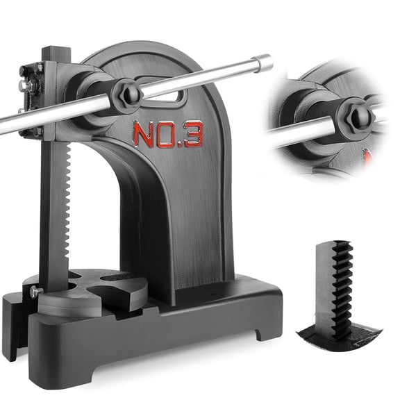 Tanfengu 3 Ton Black Cast Iron Arbor Press, 12in Work Height Heavy Duty Manual Desktop Press Machine, Lever Press for Forming, Bending, Punching & Assembly Workshops,Black
