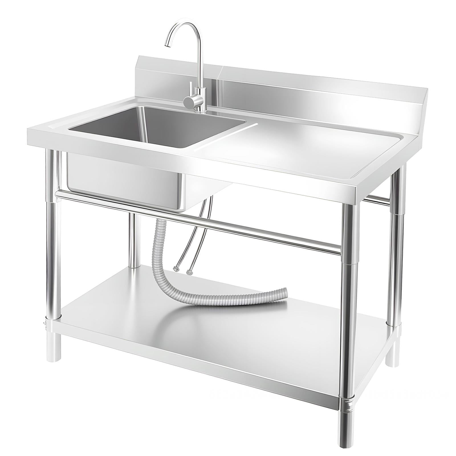 Tanfengu 31.5in Stainless Steel Kitchen Sink, 24x18in Single Bowl Sink, 8in Thick Drop In Washing Sink for Kitchen Food Cleaning & Daily Washing