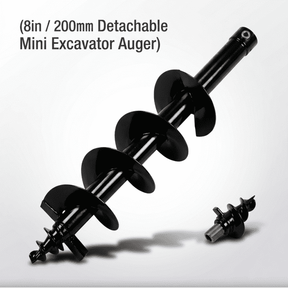 Tanfengu 34in Length Auger Drill Bit, 8in Diameter Earth Auger, Alloy Steel Drill Rod for Construction Gardening Use, Black