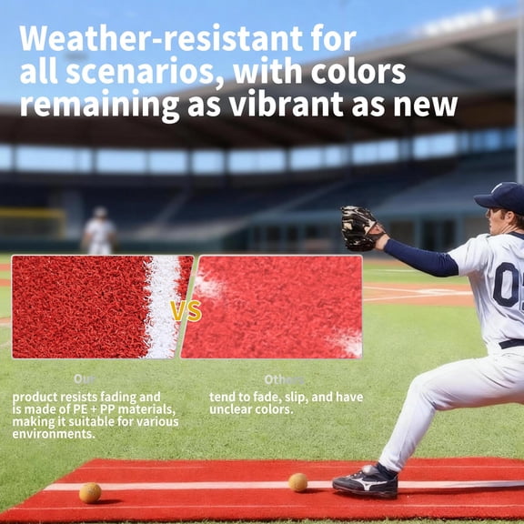 Tanfengu 3x10ft Shock Absorbing Portable Baseball Pitching Mat, Softball Training Pad, Sports Footing Mat, Field Exercise Carpet, Non-Slip Bottom Design for Daily Training & Amateur Sports