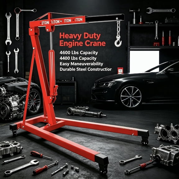 Tanfengu 4-Position Adjustable Boom Hydraulic Engine Hoist, 2 Ton Engine Crane, Shop Crane for Workshop Use